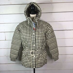 New Columbia Icy Heights Belted Puffer Jacket Chalk Houndstooth Women's XS